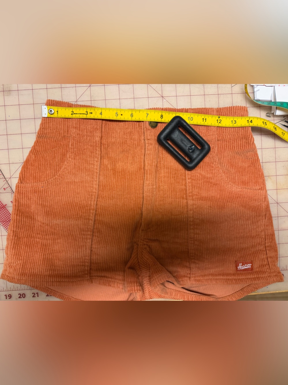High-Waist Corduroy Shorts in Rust Orange - Harriss